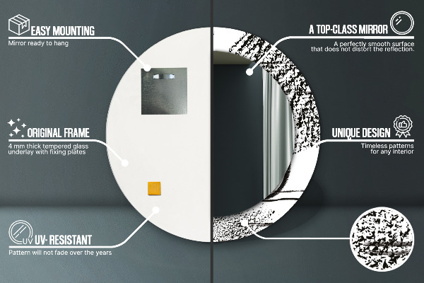 Espelho circular de parede decorativo Padrão de graffiti