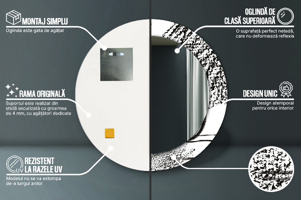 Espelho circular de parede decorativo Padrão de graffiti