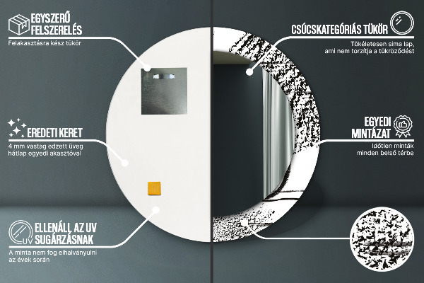 Espelho circular de parede decorativo Padrão de graffiti