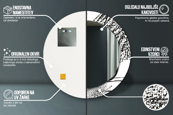 Espelho circular de parede decorativo Padrão de graffiti