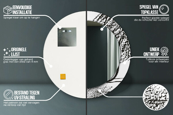 Espelho circular de parede decorativo Padrão de graffiti