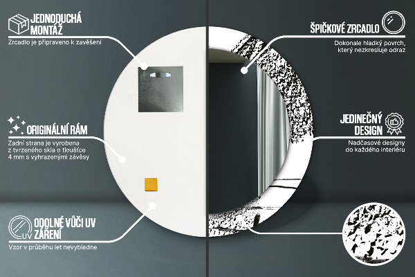 Espelho circular de parede decorativo Padrão de graffiti