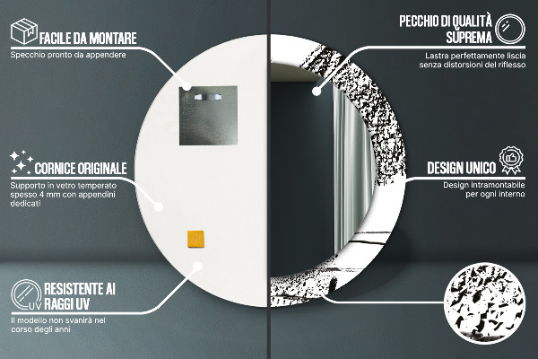 Espelho circular de parede decorativo Padrão de graffiti