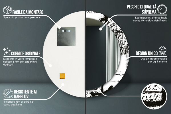 Espelho circular de parede decorativo Padrão de graffiti
