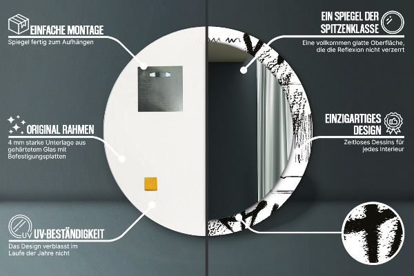 Espelho circular de parede decorativo Padrão de graffiti