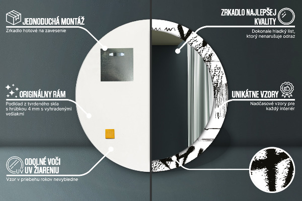 Espelho circular de parede decorativo Padrão de graffiti