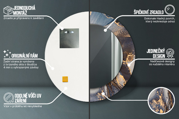 Espelho circular de parede decorativo Fluido abstrato