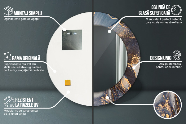 Espelho circular de parede decorativo Fluido abstrato