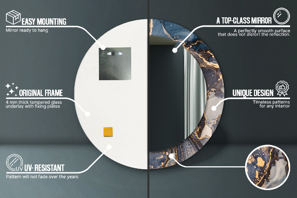 Espelho circular de parede decorativo Fluido abstrato