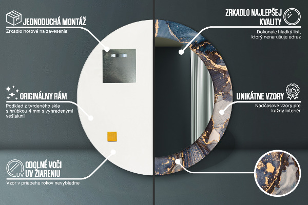 Espelho circular de parede decorativo Fluido abstrato