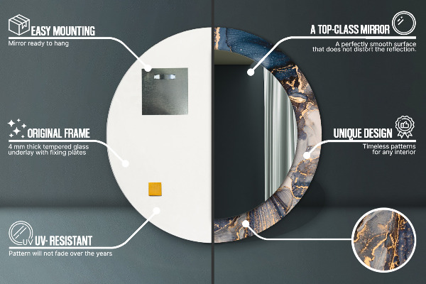 Espelho circular de parede decorativo Fluido abstrato