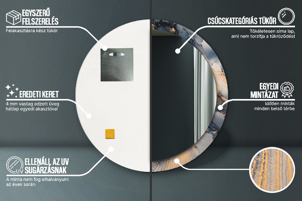 Espelho circular de parede decorativo Fluido abstrato