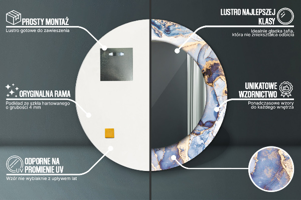 Espelho circular de parede decorativo Arte líquida abstrata