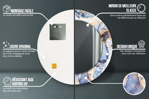 Espelho circular de parede decorativo Arte líquida abstrata