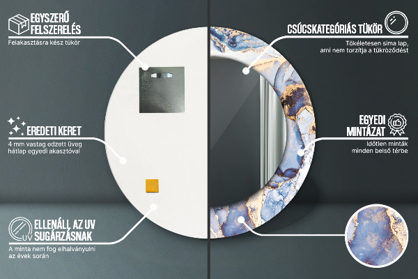 Espelho circular de parede decorativo Arte líquida abstrata