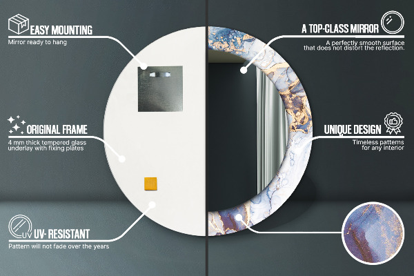 Espelho circular de parede decorativo Arte líquida abstrata