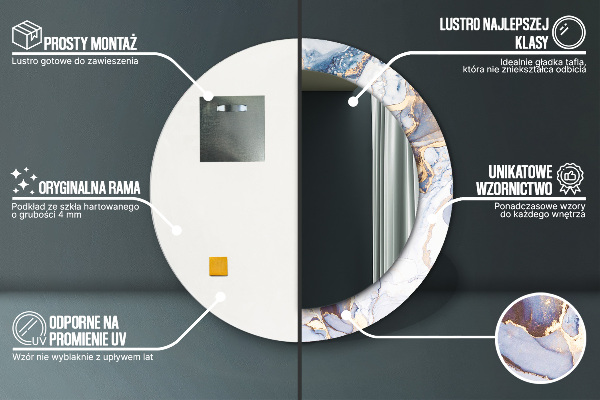 Espelho circular de parede decorativo Arte líquida abstrata