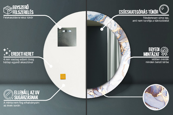 Espelho circular de parede decorativo Arte líquida abstrata