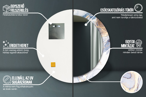 Espelho circular de parede decorativo Arte líquida abstrata