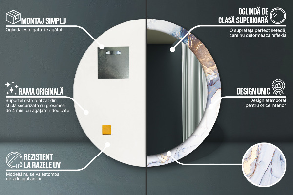 Espelho circular de parede decorativo Arte líquida abstrata