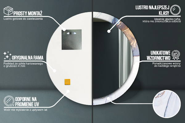 Espelho circular de parede decorativo Arte líquida abstrata