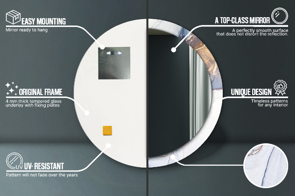 Espelho circular de parede decorativo Arte líquida abstrata