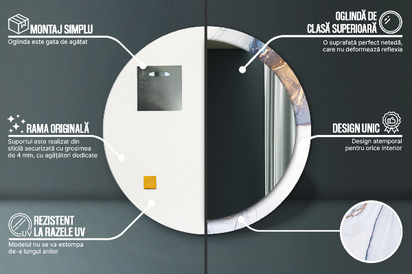 Espelho circular de parede decorativo Arte líquida abstrata