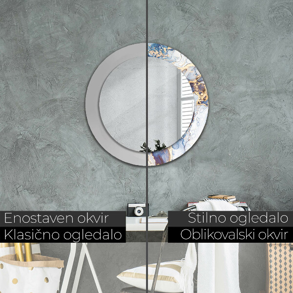 Espelho circular de parede decorativo Arte líquida abstrata