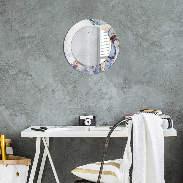Espelho circular de parede decorativo Arte líquida abstrata