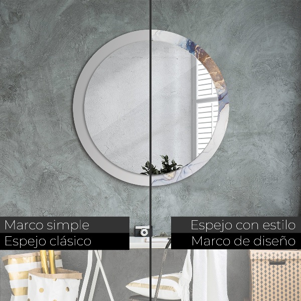 Espelho circular de parede decorativo Arte líquida abstrata
