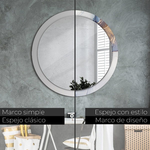 Espelho circular de parede decorativo Arte líquida abstrata