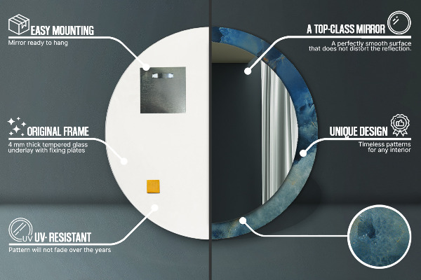 Espelho com moldura impressa redondo Mármore ônix