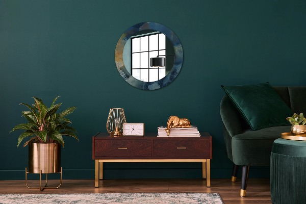 Espelho com moldura impressa redondo Mármore ônix