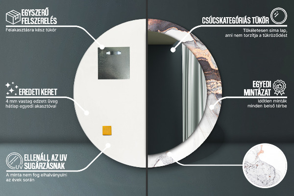 Espelho com moldura impressa redondo Fluido Abstrato