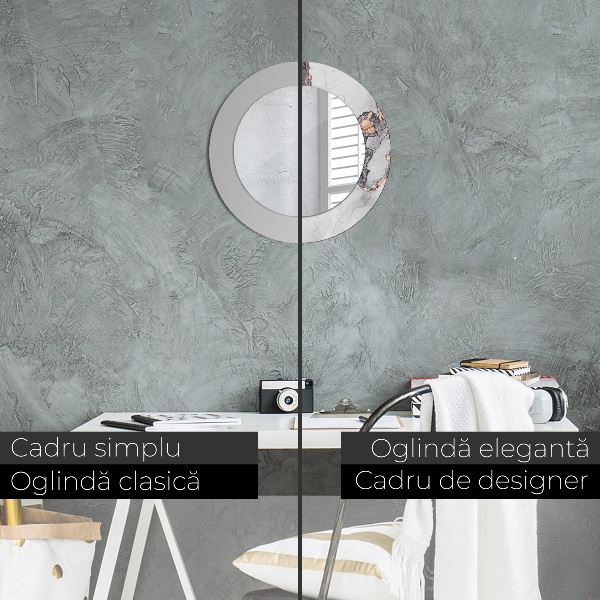 Espelho com moldura impressa redondo Fluido Abstrato