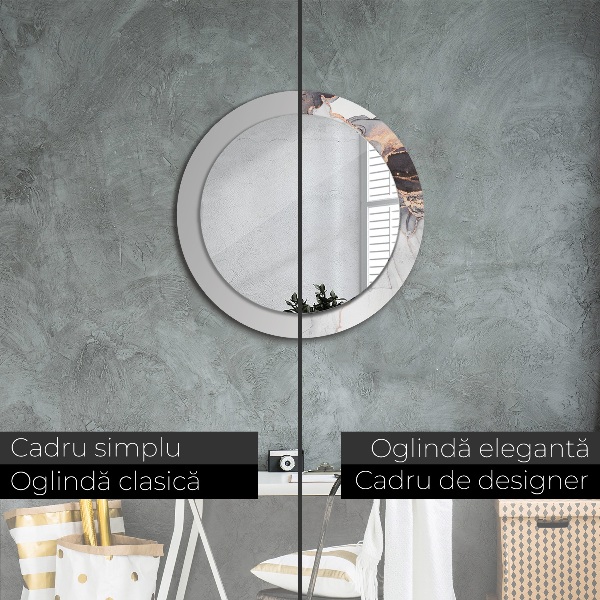 Espelho com moldura impressa redondo Fluido Abstrato