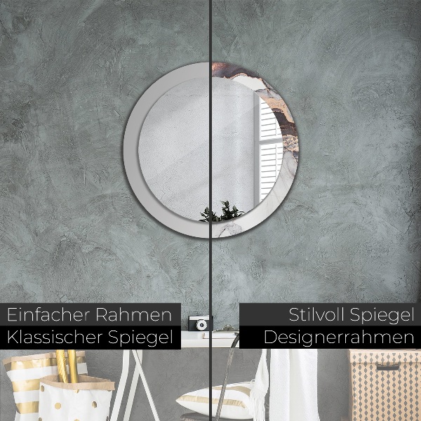 Espelho com moldura impressa redondo Fluido Abstrato