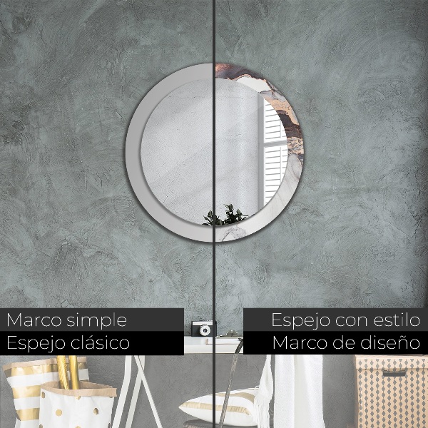 Espelho com moldura impressa redondo Fluido Abstrato