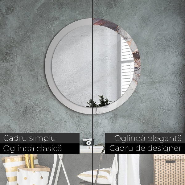 Espelho com moldura impressa redondo Fluido Abstrato