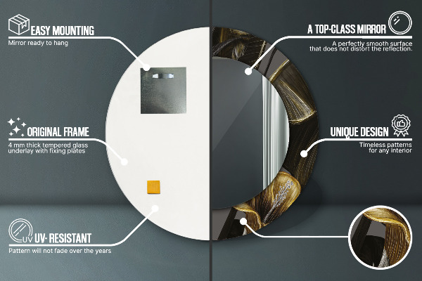 Espelho de parede circular decorativo Flores de Hibisco