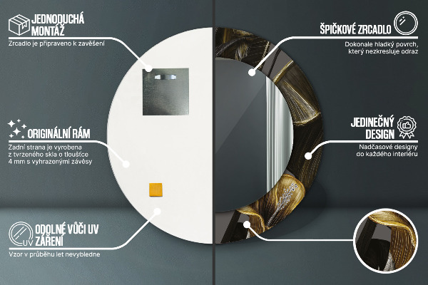 Espelho de parede circular decorativo Flores de Hibisco