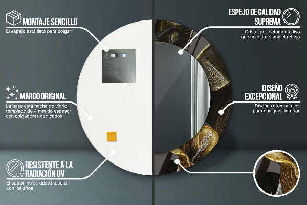 Espelho de parede circular decorativo Flores de Hibisco