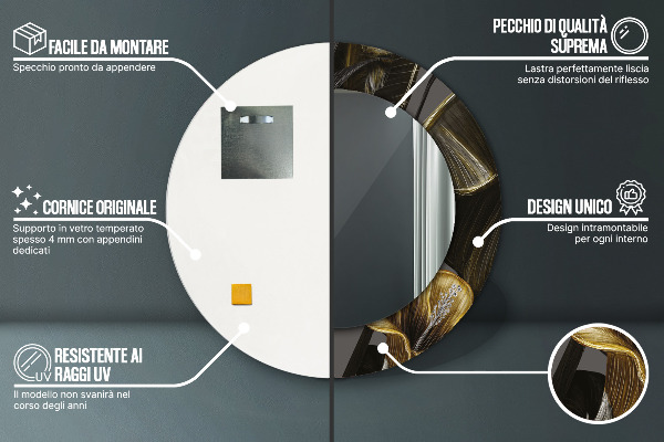 Espelho de parede circular decorativo Flores de Hibisco