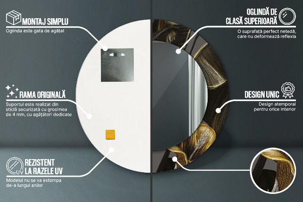 Espelho de parede circular decorativo Flores de Hibisco