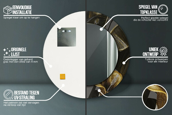 Espelho de parede circular decorativo Flores de Hibisco