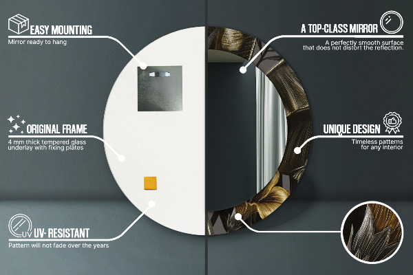 Espelho de parede circular decorativo Flores de Hibisco