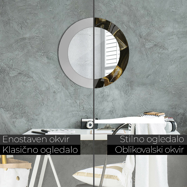 Espelho de parede circular decorativo Flores de Hibisco