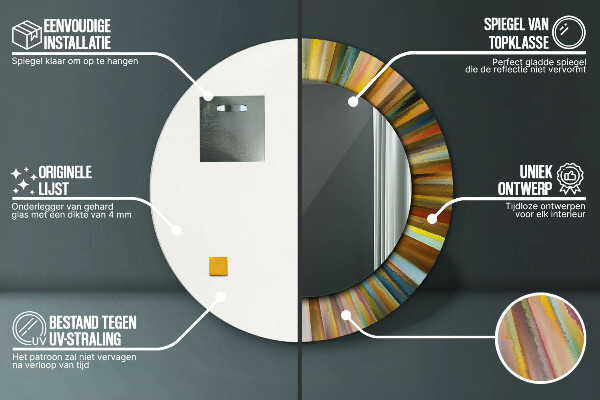 Espelho circular decorativo de parede Padrão Radial Abstrato