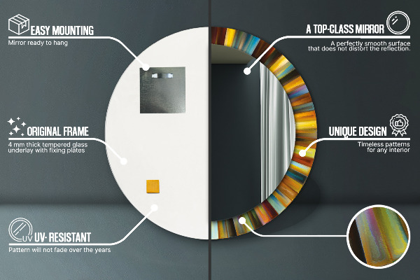 Espelho circular decorativo de parede Padrão Radial Abstrato