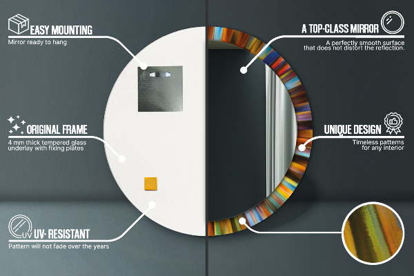 Espelho circular decorativo de parede Padrão Radial Abstrato